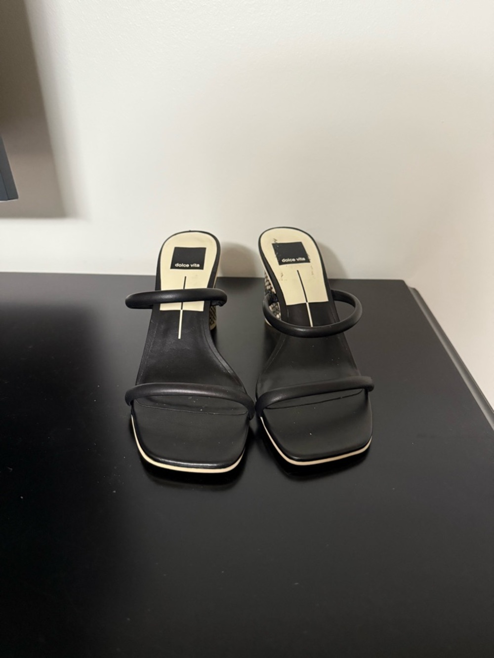 Dolce Vita Black Minimalist Square-Toe Heeled Sandals